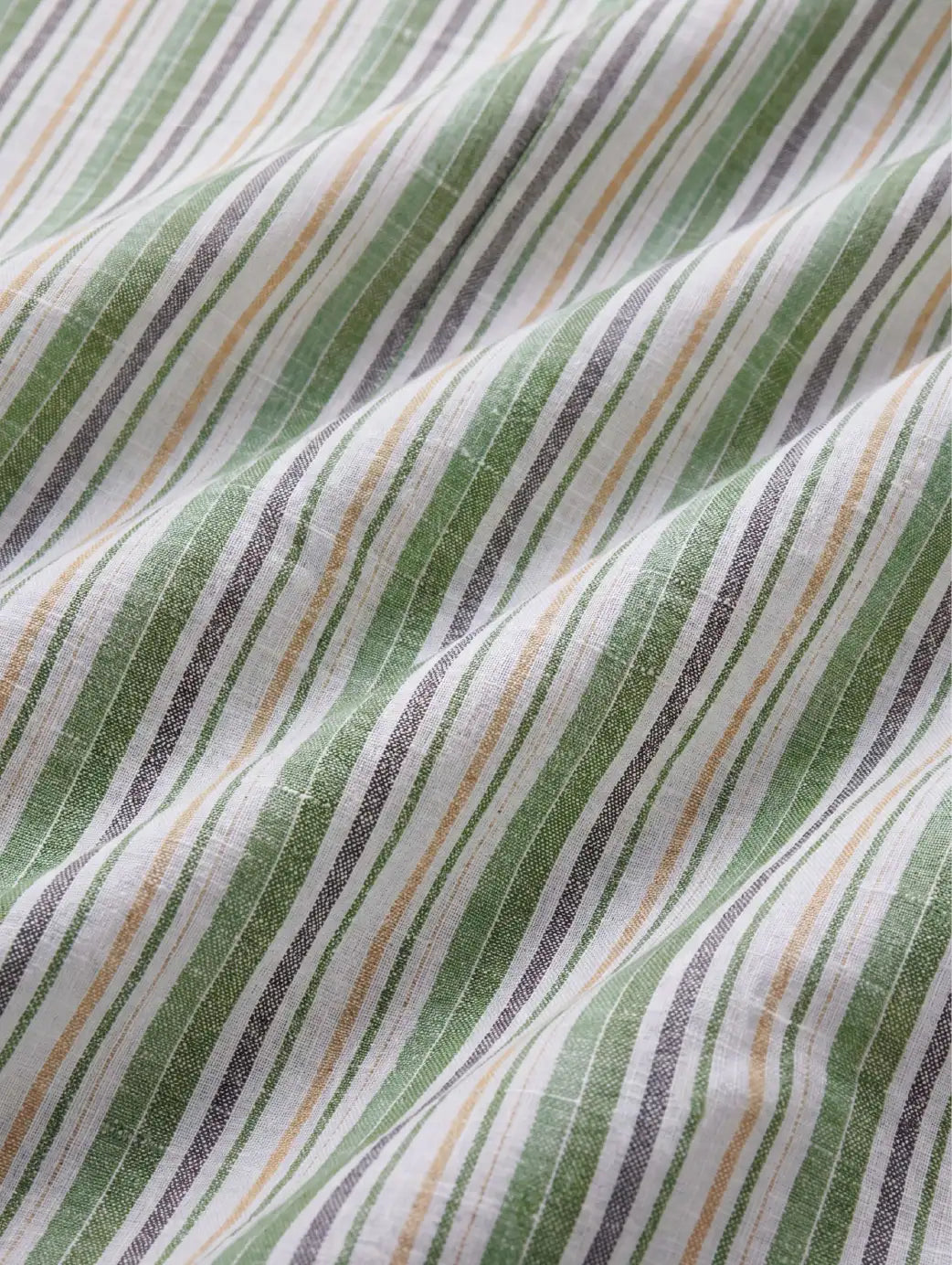 Positano Green Striped Full Sleeve Single Cuff Classic Fit Semi Formal European Flax Linen Shirt