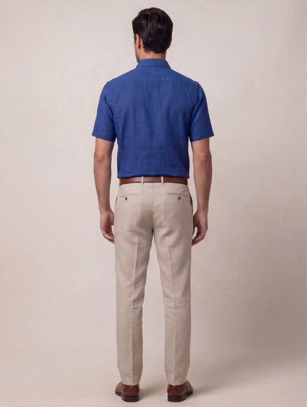 Praiano Royal Solid Half Sleeve Classic Fit Semi Formal European Flax Linen Shirt