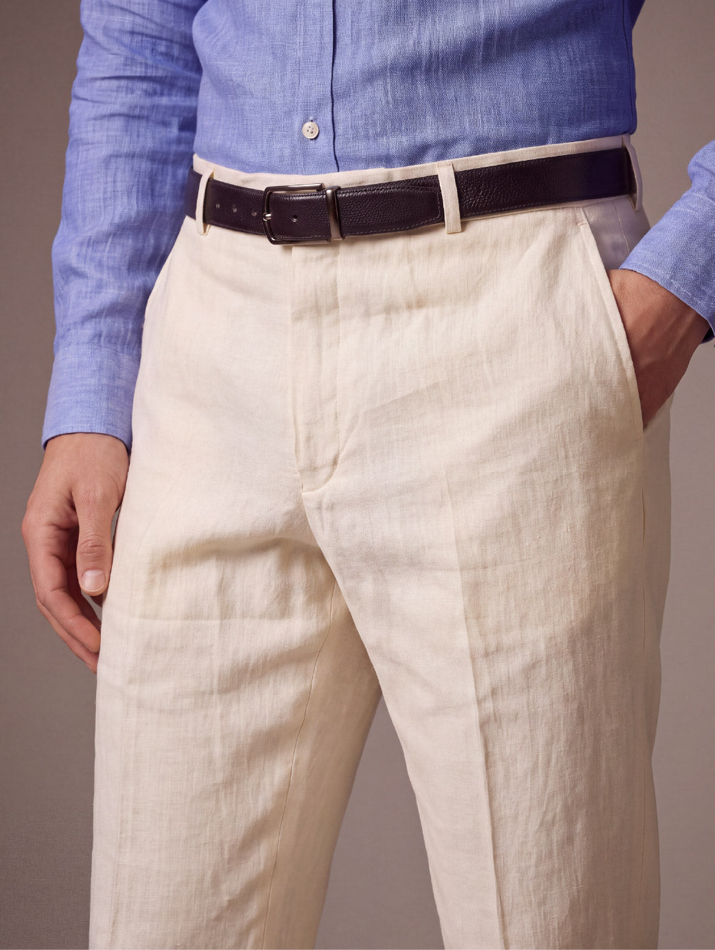 Trasita Stone Tailored Fit Linen Trousers