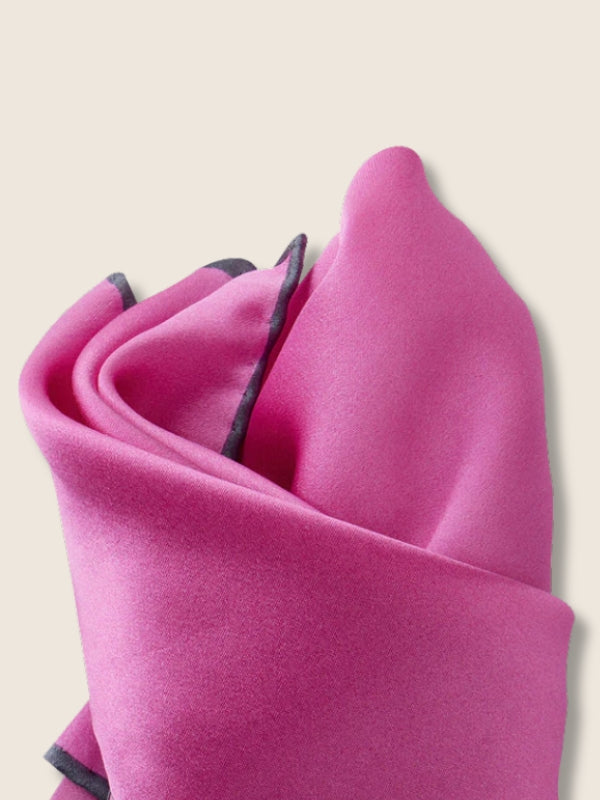Pink/Grey Plain Silk Pocket Square