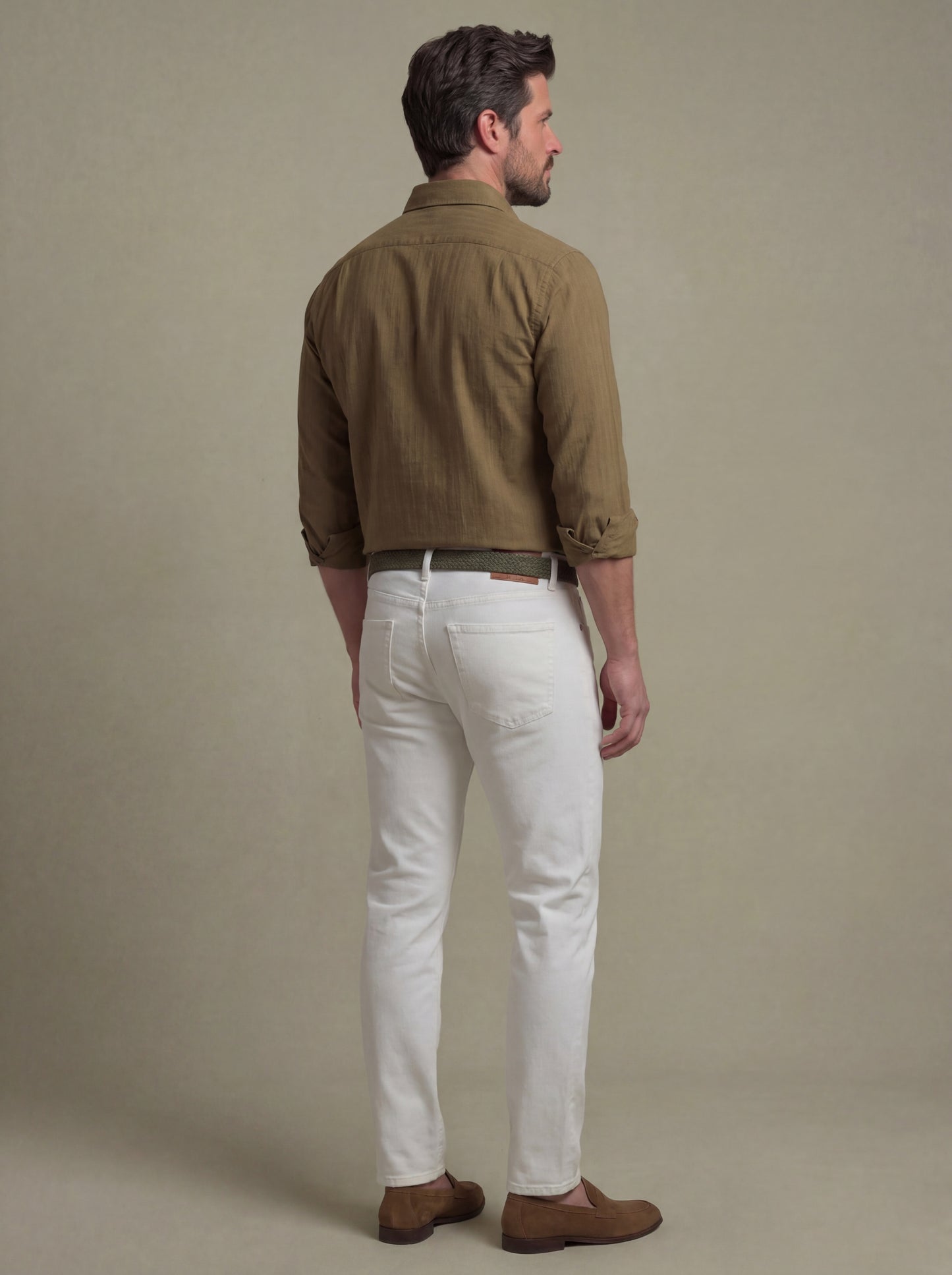 Bryson Dobby Garment Dyed Brown Striped Full Sleeve Tailored Fit Casual Cotton Shirt