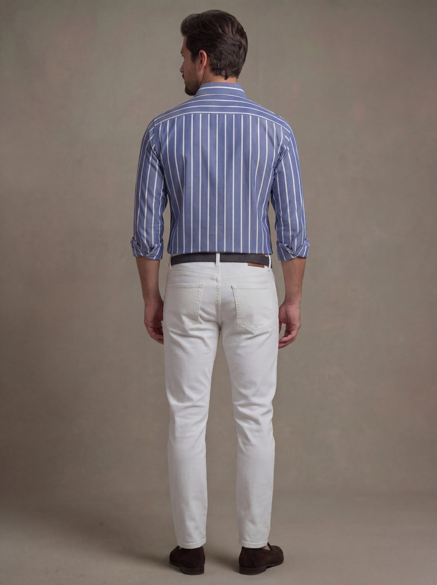 Daniil Navy Striped Full Sleeve Tailored Fit Casual Cotton Shirt