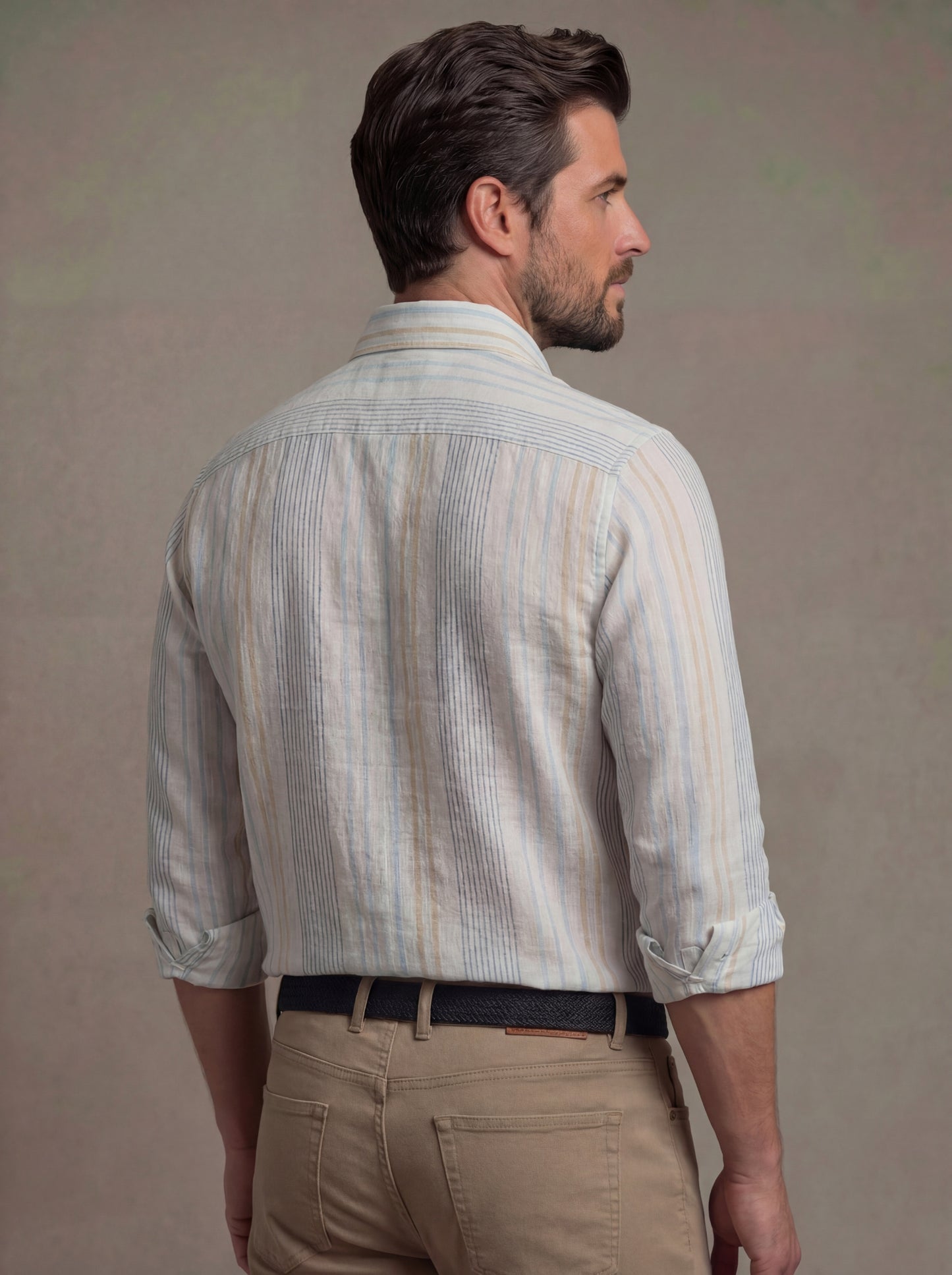 Brac Crepe Blue Striped Full Sleeve Tailored Fit Casual Cotton Shirt