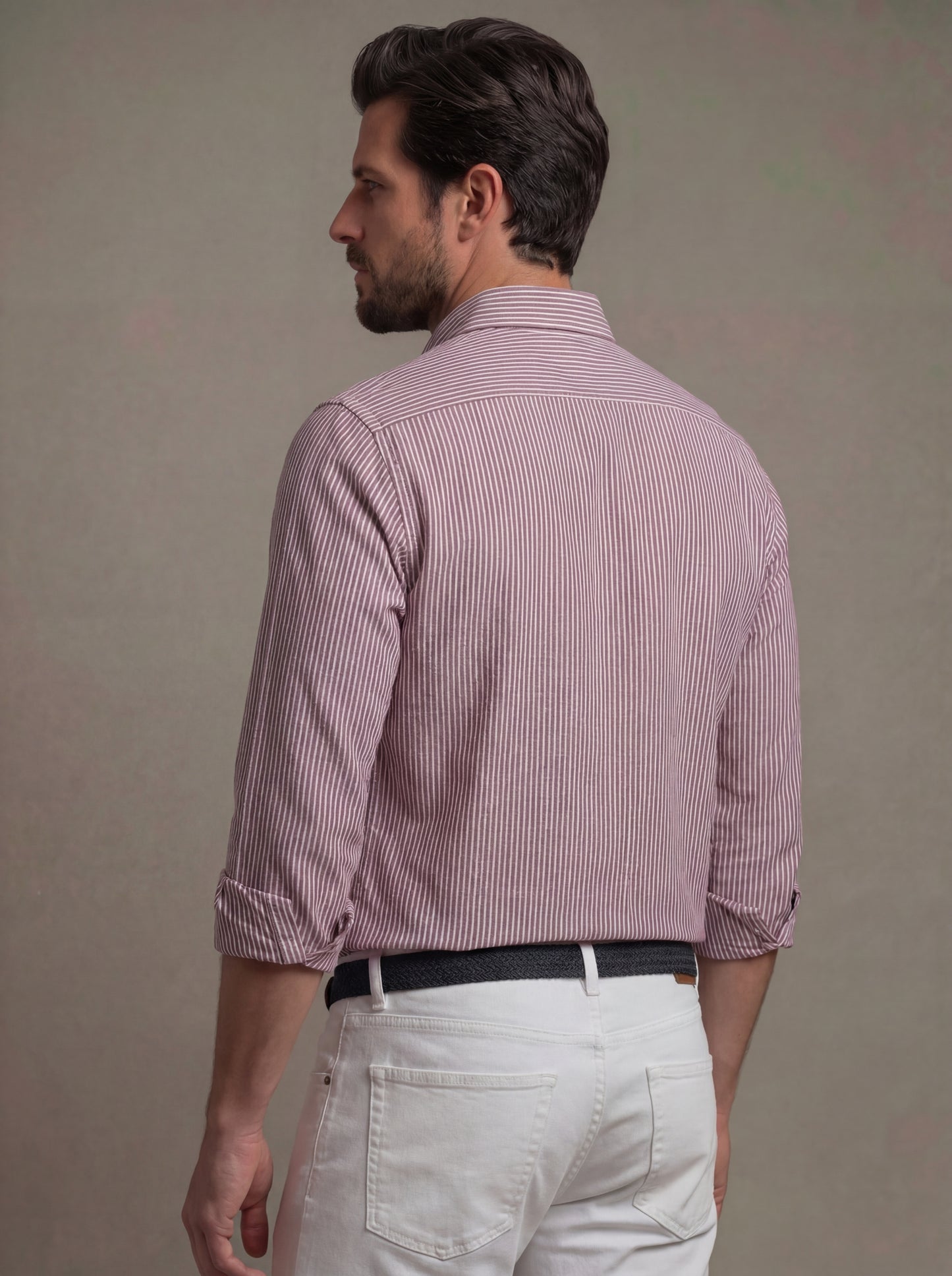 Keegan Oxford Red Striped Full Sleeve Tailored Fit Casual Cotton Shirt