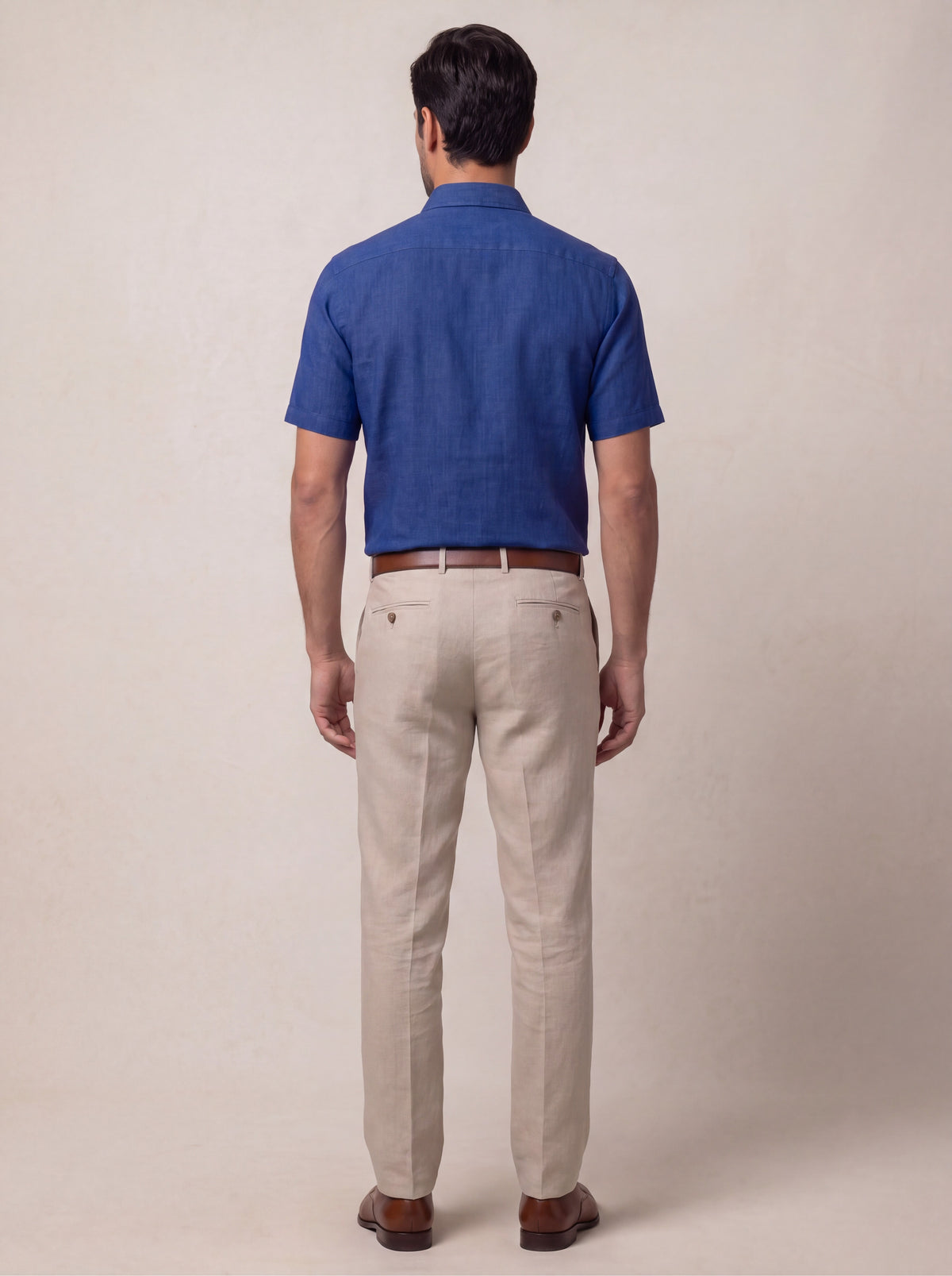 Praiano Royal Solid Half Sleeve Classic Fit Semi Formal European Flax Linen Shirt