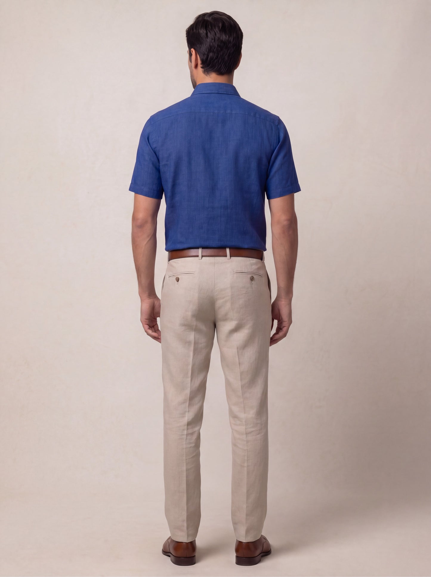 Praiano Royal Solid Half Sleeve Classic Fit Semi Formal European Flax Linen Shirt