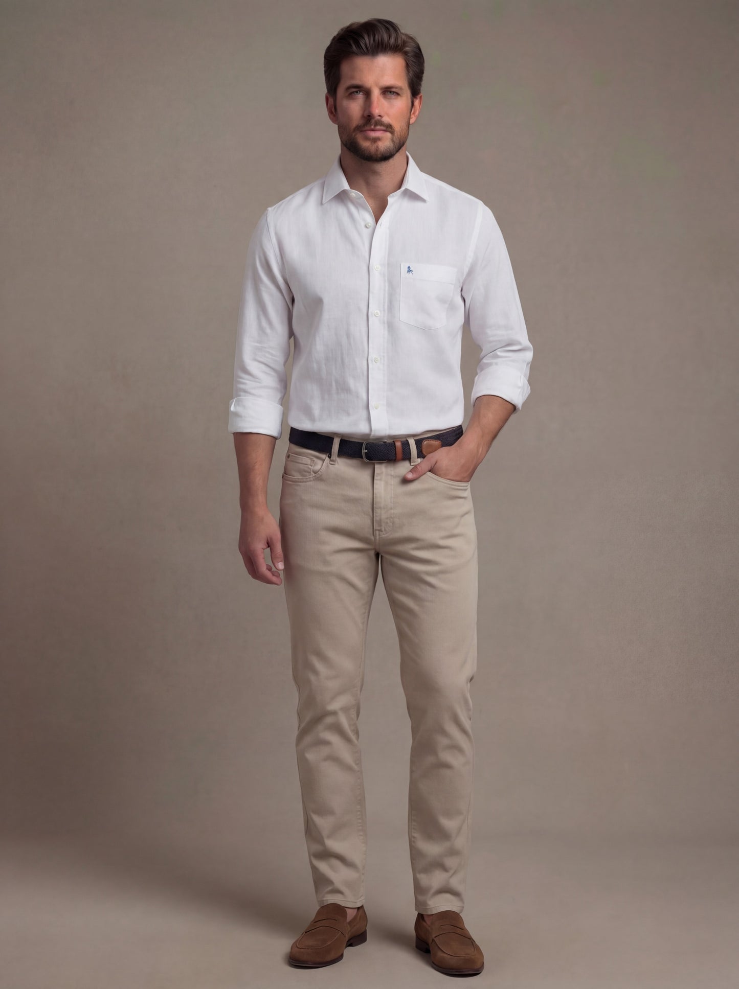 Gomera Slub White Solid Full Sleeve Tailored Fit Casual Cotton Shirt