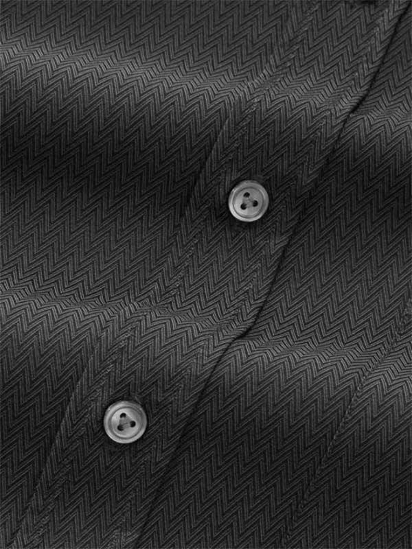 Chianti Black Solid Full Sleeve Single Cuff Classic Fit Dark Semi Formal Cotton Shirt