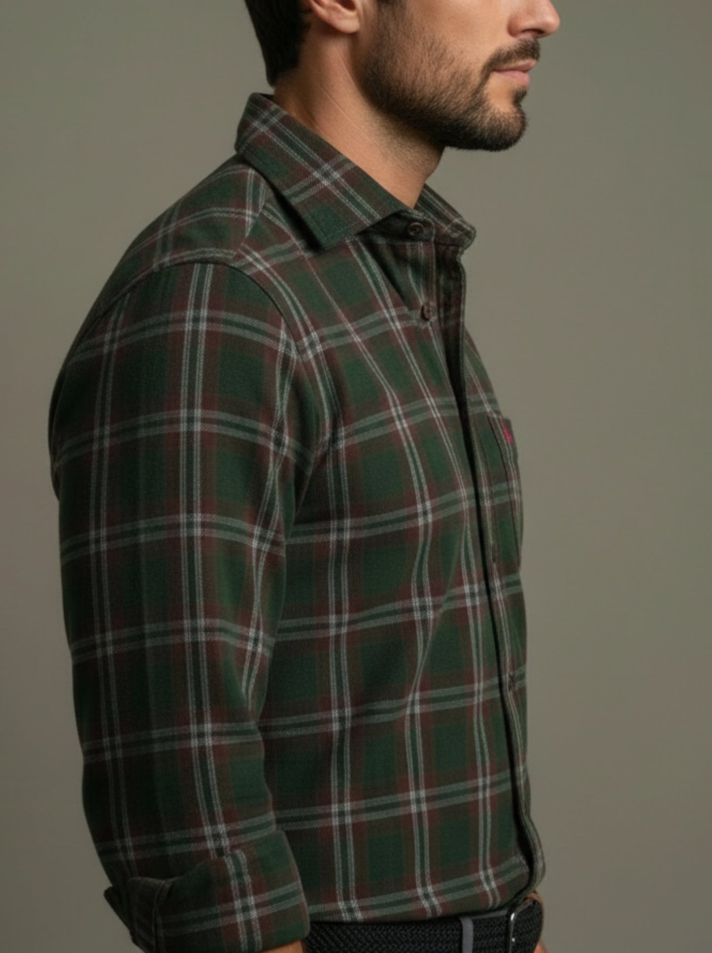 Conners Corduroy Green Check Full Sleeve Tailored Fit Casual Cotton Shirt