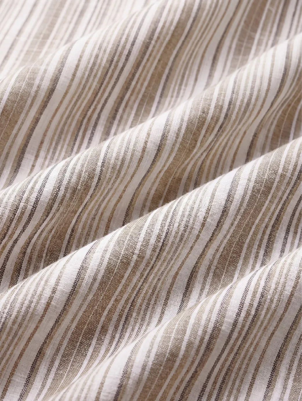 Positano Sand Striped Full Sleeve Single Cuff Classic Fit Semi Formal European Flax Linen Shirt