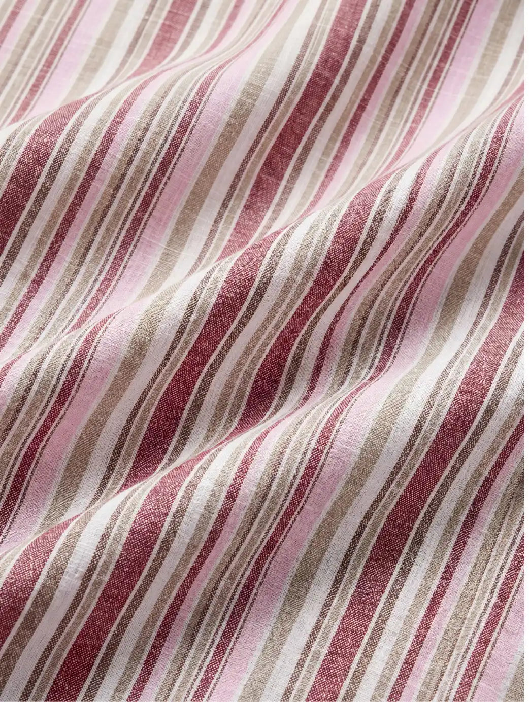 Positano Red Striped Full Sleeve Single Cuff Classic Fit Semi Formal European Flax Linen Shirt