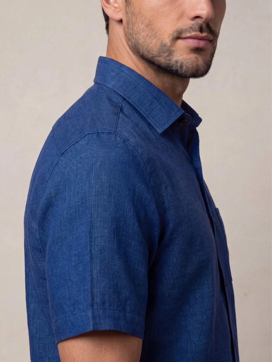 Praiano Royal Solid Half Sleeve Classic Fit Semi Formal European Flax Linen Shirt