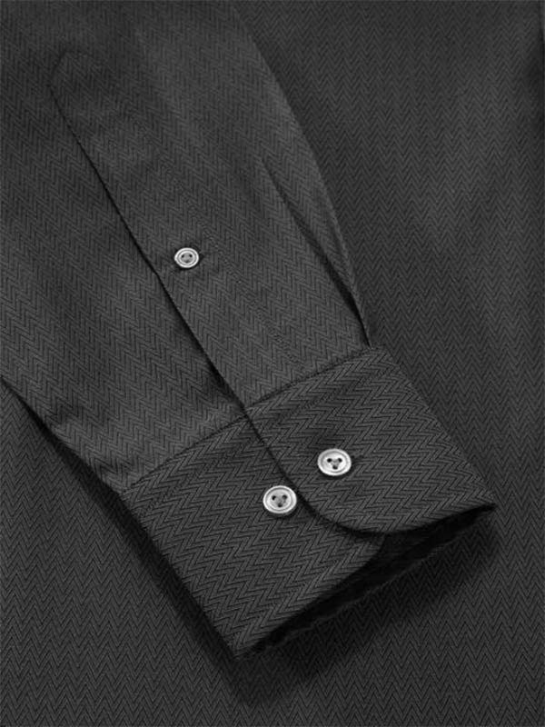 Chianti Black Solid Full Sleeve Single Cuff Classic Fit Dark Semi Formal Cotton Shirt