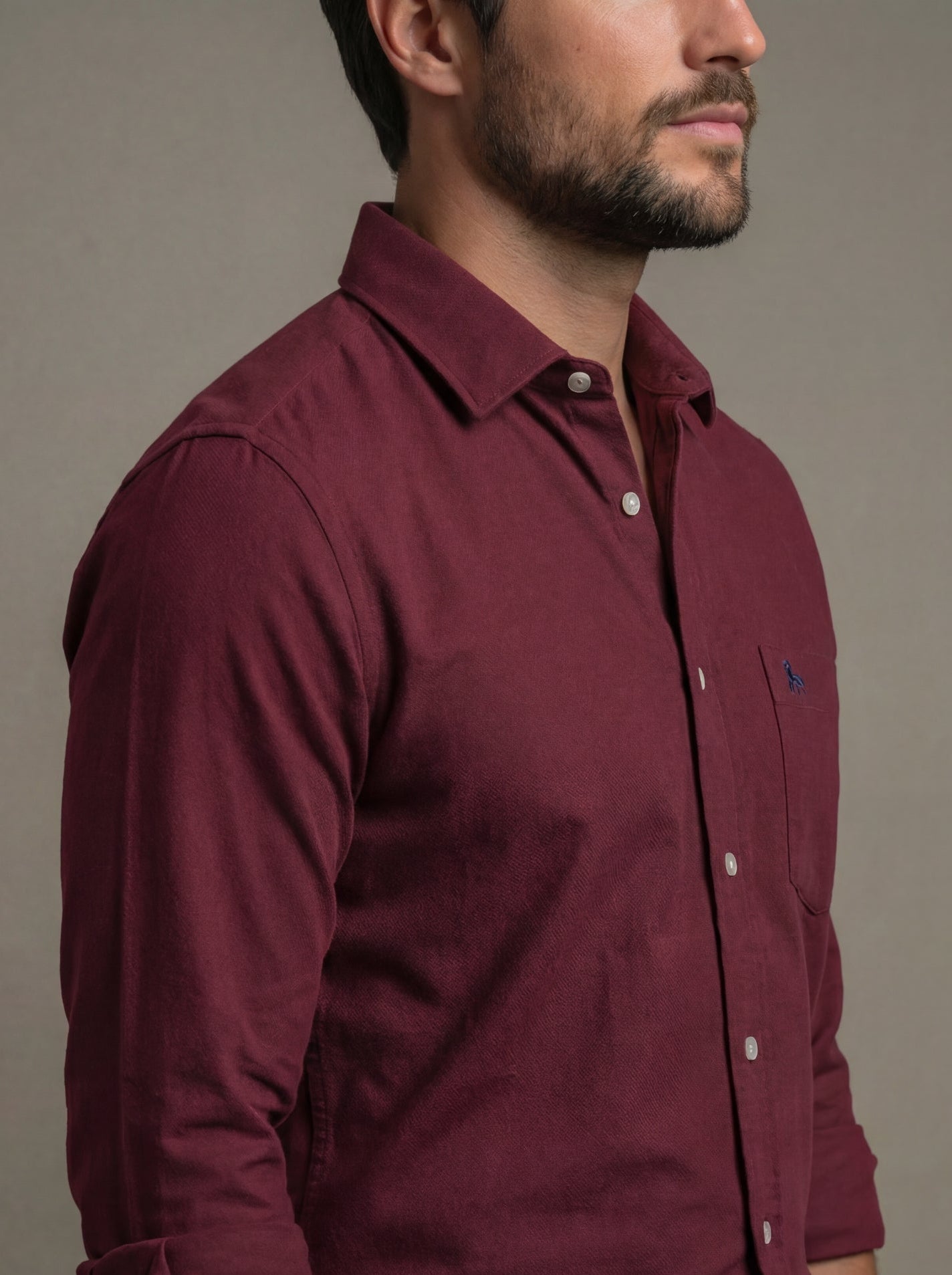 Starka Dobby Garment Dyed Maroon Full Sleeve Tailored Fit Casual Cotton Shirt