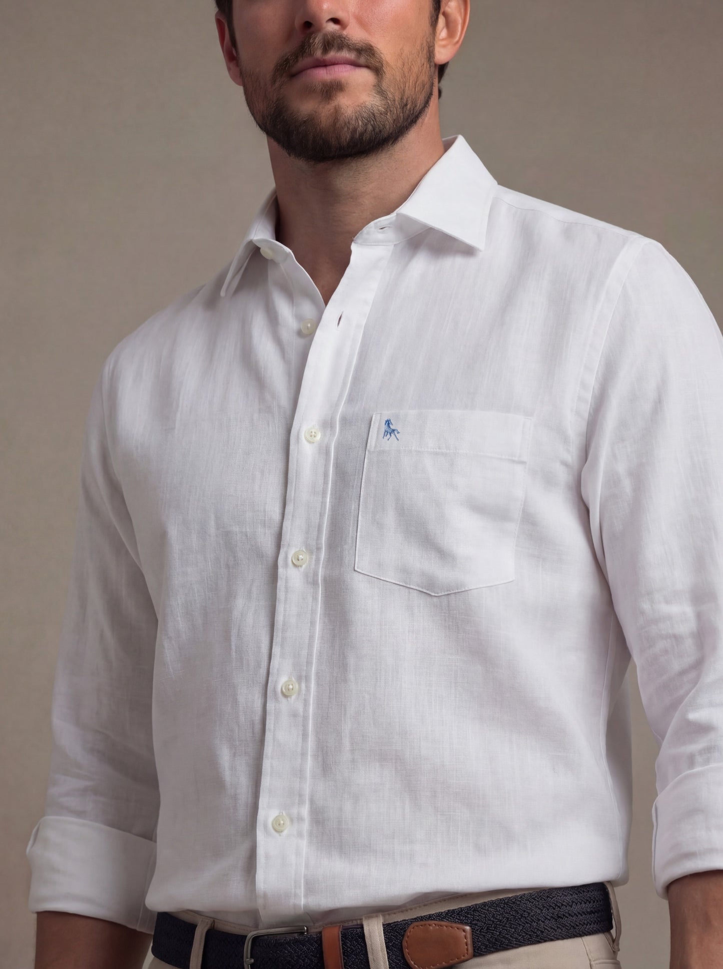 Gomera Slub White Solid Full Sleeve Tailored Fit Casual Cotton Shirt