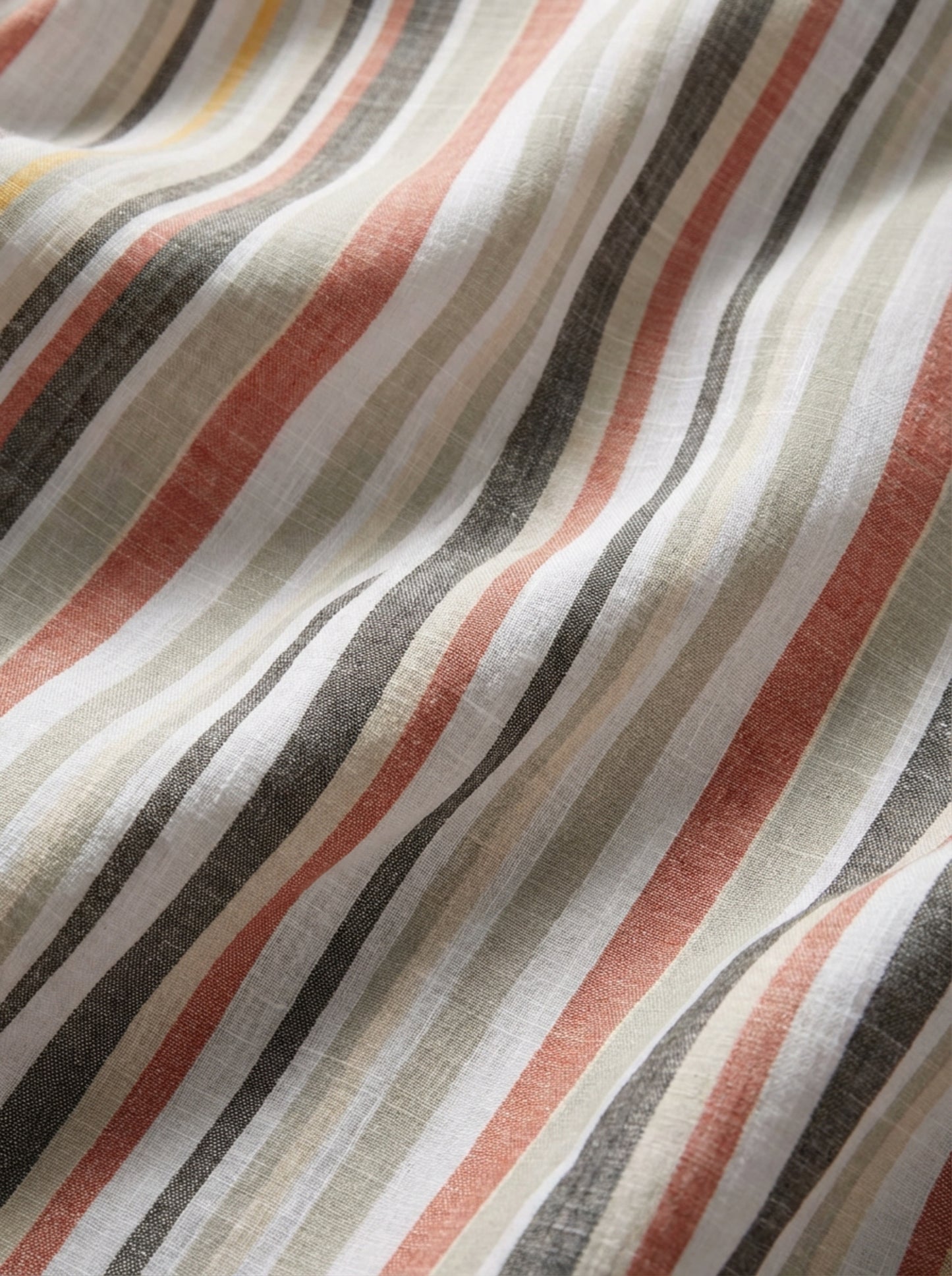 Hovland Slub Olive Striped Full Sleeve Tailored Fit Casual Cotton Shirt