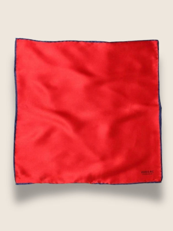 Red/ Navy Solid Silk Pocket Square