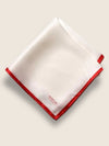 White/ Red Solid Silk Pocket Square
