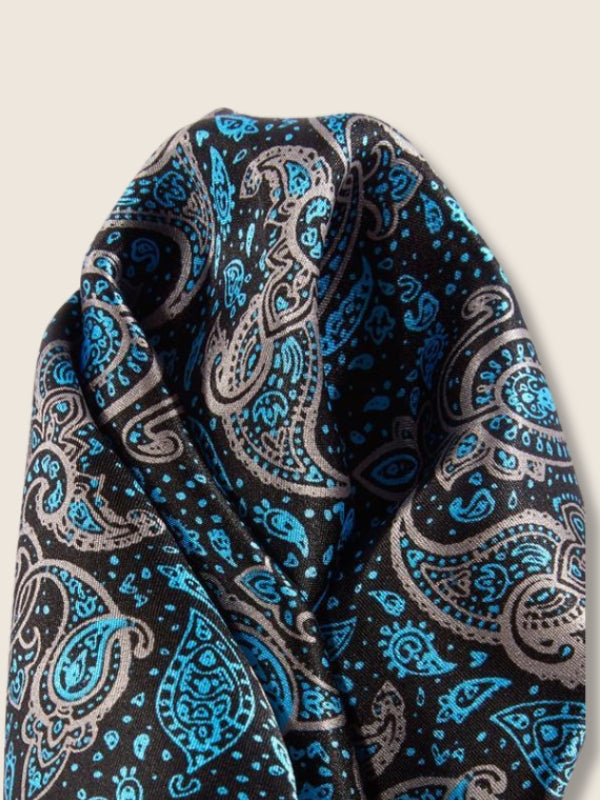 Blue Paisley Silk Pocket Square