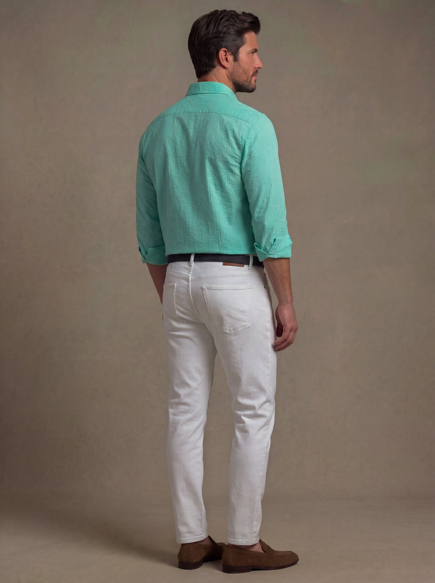 Berlin Seersucker Turquoise Solid Full Sleeve Tailored Fit Casual Cotton Shirt