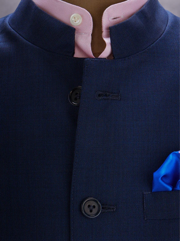Biella Blue Pure Wool 130's Sleeveless Jodhpuri