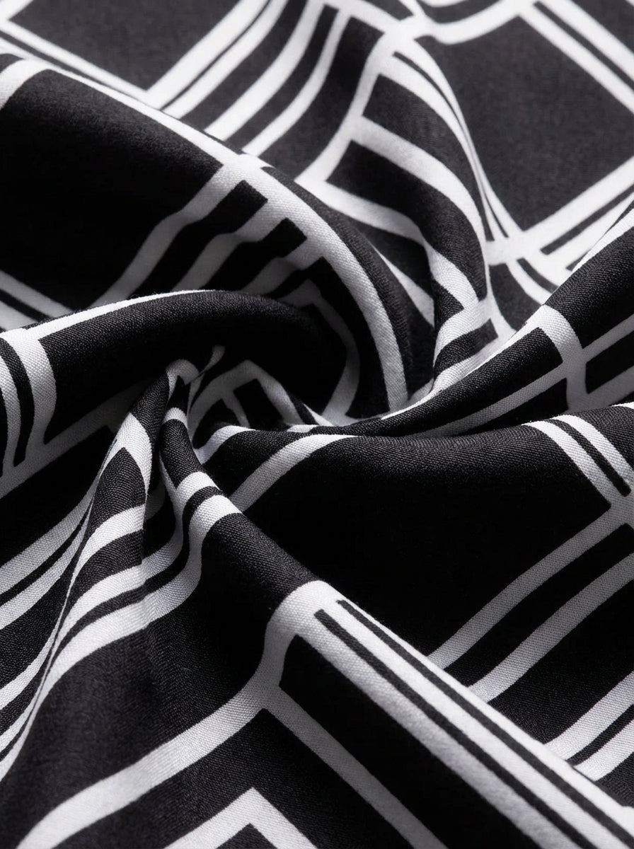 Diablo Black Printed Full Sleeve Single Cuff Slim Fit Party Wear Viscose Shirt