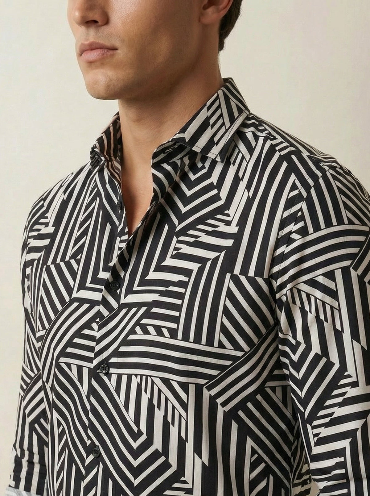 Diablo Black Printed Full Sleeve Single Cuff Slim Fit Party Wear Viscose Shirt