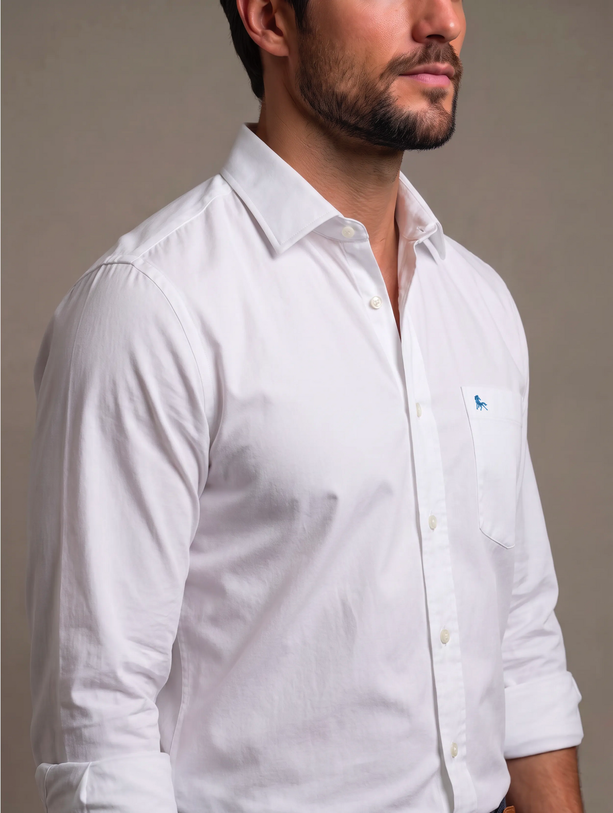 Enzo Twill Garment Dyed White Solid Full Sleeve Tailored Fit Casual Cotton Shirt
