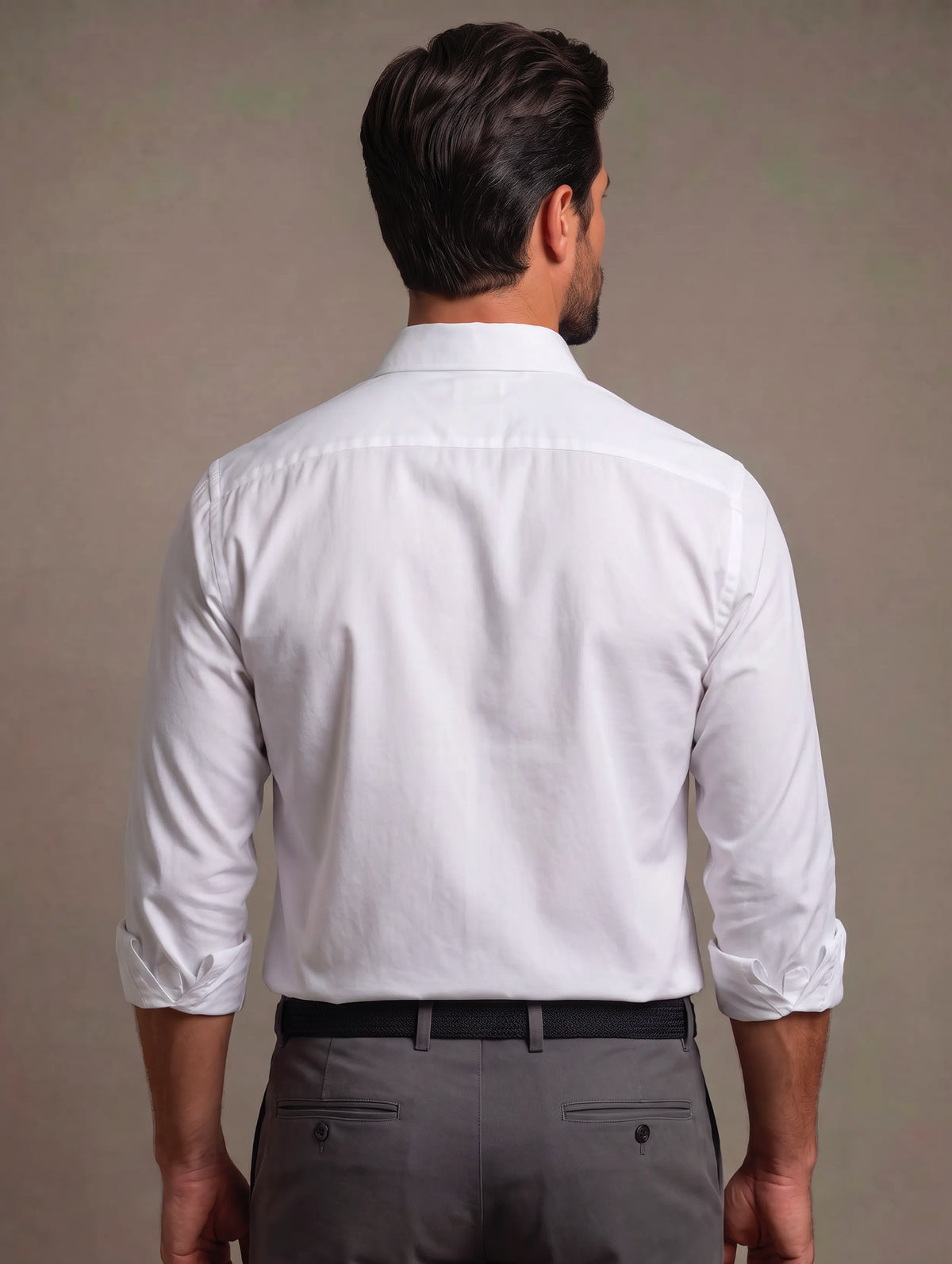 Enzo Twill Garment Dyed White Solid Full Sleeve Tailored Fit Casual Cotton Shirt