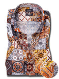 Chico Orange Printed Half Sleeve Slim Fit Party Wear Viscose Shirt