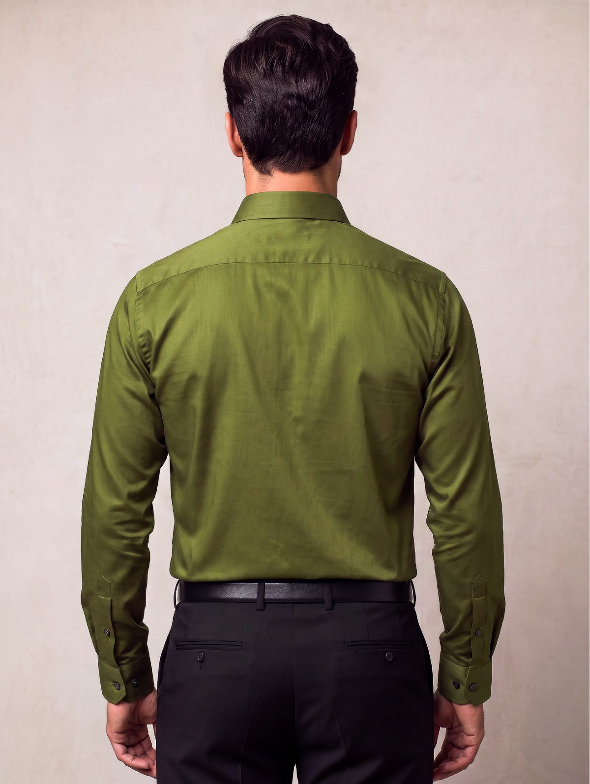 Fine Twill Olive Solid Full Sleeve Single Cuff Classic Fit Semi Formal Super Fine Cotton Shirt