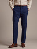 Positano Navy Tailored Fit Pure Linen Trouser