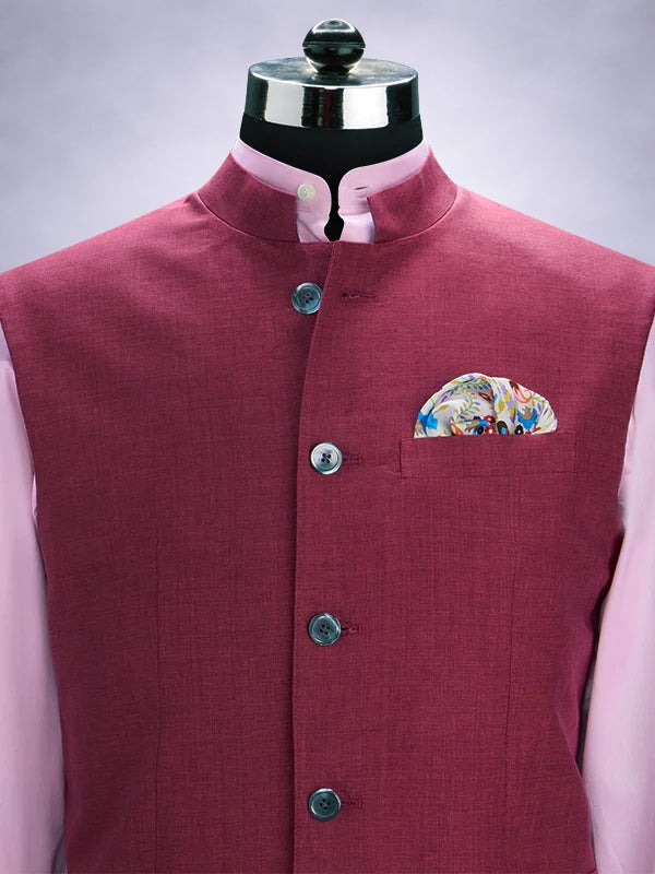 Positano Wine Pure Linen Sleeveless Jodhpuri