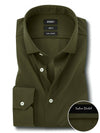 Beyer Olive Techno 4 Way Stretch Solid Full Sleeve Single Cuff Slim Fit Party Wear Blended Shirt