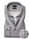 Diablo White Printed Full Sleeve Single Cuff Slim Fit Party Wear Viscose Shirt