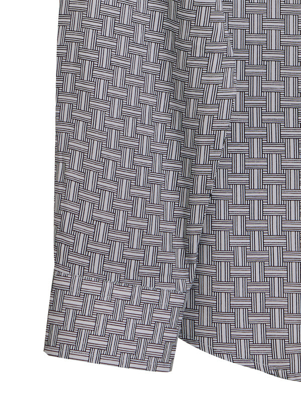 Diablo White Printed Full Sleeve Single Cuff Slim Fit Party Wear Viscose Shirt