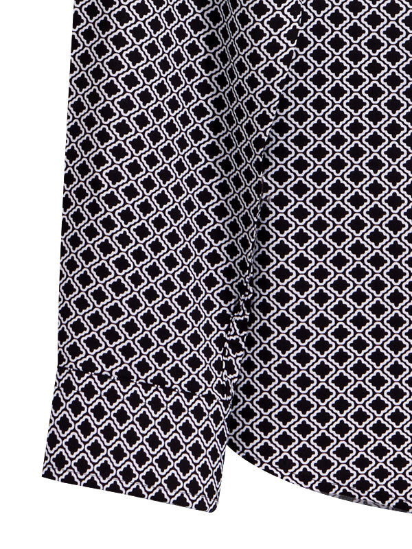 Diablo Black Printed Full Sleeve Single Cuff Slim Fit Party Wear Viscose Shirt
