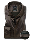 Pearce Brown High Gloss Satin Stretch Solid Full Sleeve Single Cuff Slim Fit Party Wear Blended Shirt