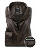 Pearce Brown High Gloss Satin Stretch Solid Full Sleeve Single Cuff Slim Fit Party Wear Blended Shirt