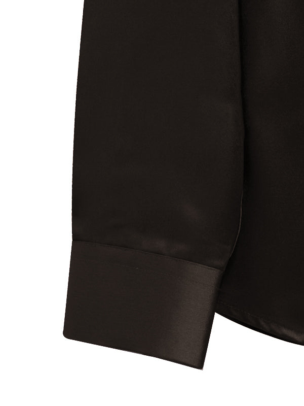 Pearce Brown High Gloss Satin Stretch Solid Full Sleeve Single Cuff Slim Fit Party Wear Blended Shirt
