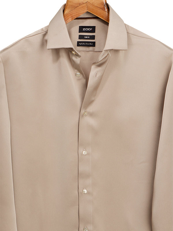 Russell Sand Satin Full Sleeve Single Cuff Slim Fit Party Wear Poly Satin Shirt