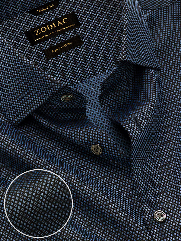 Chianti Navy Solid Full Sleeve Single Cuff Tailored Fit Semi Formal Dark Cotton Shirt