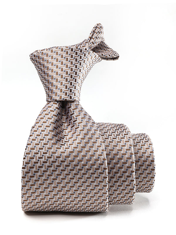 Campania Structure Solid Medium Beige Silk Tie