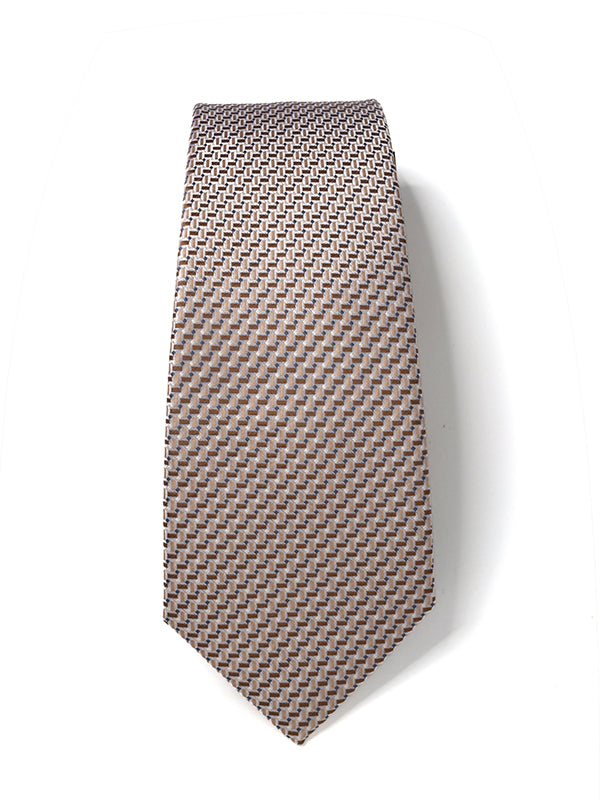 Campania Structure Solid Medium Beige Silk Tie