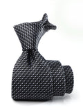 Campania Structure Solid Black & White Silk Tie