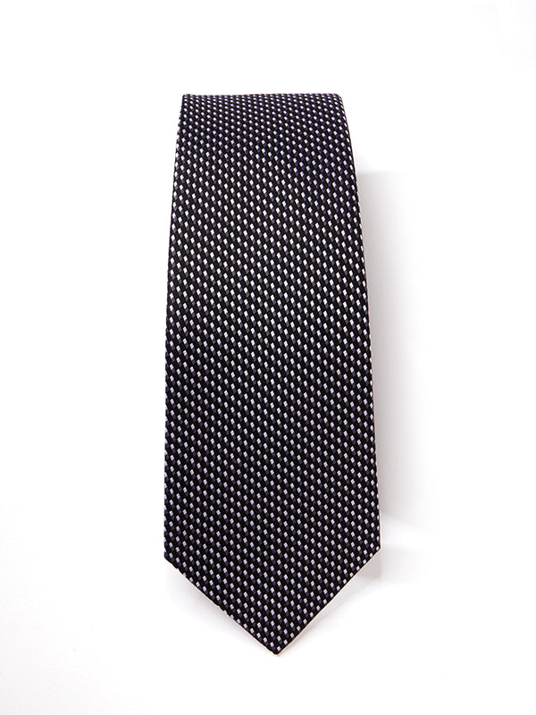 Campania Structure Solid Black & White Silk Tie