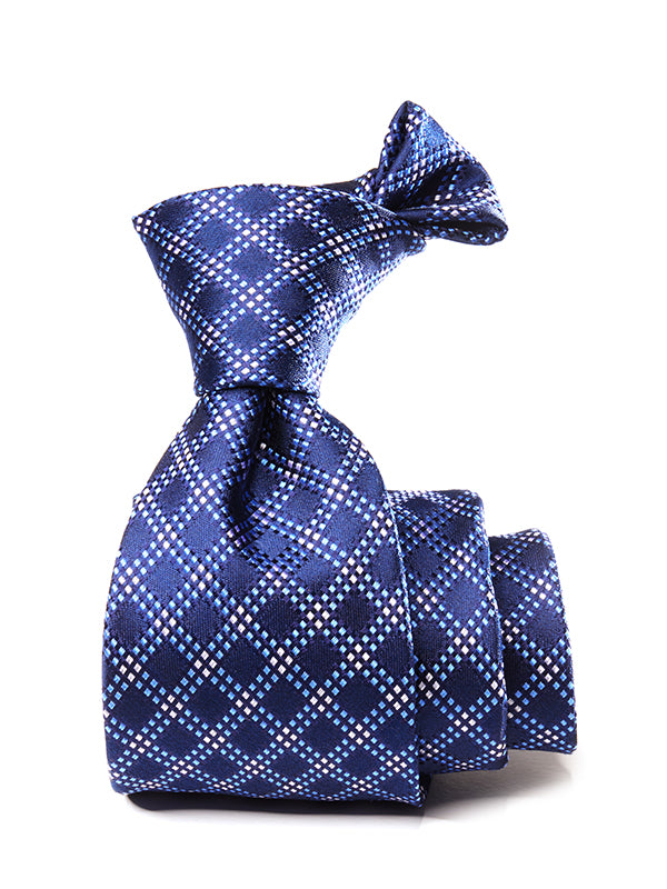 Como Checks Navy Silk Tie
