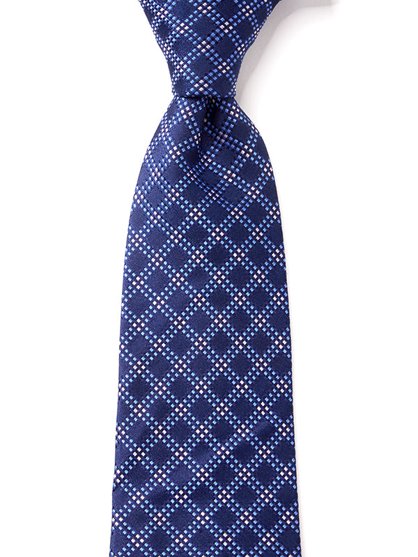 Como Checks Navy Silk Tie
