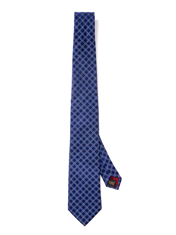 Como Checks Navy Silk Tie