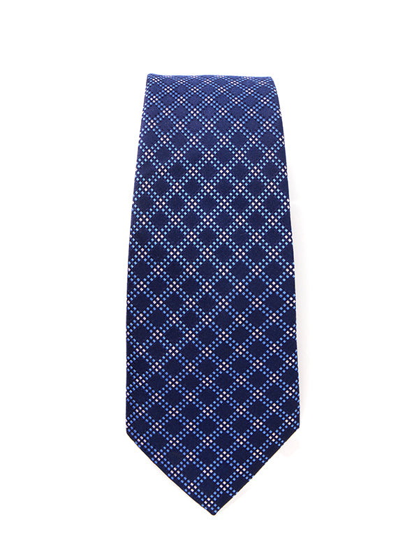 Como Checks Navy Silk Tie